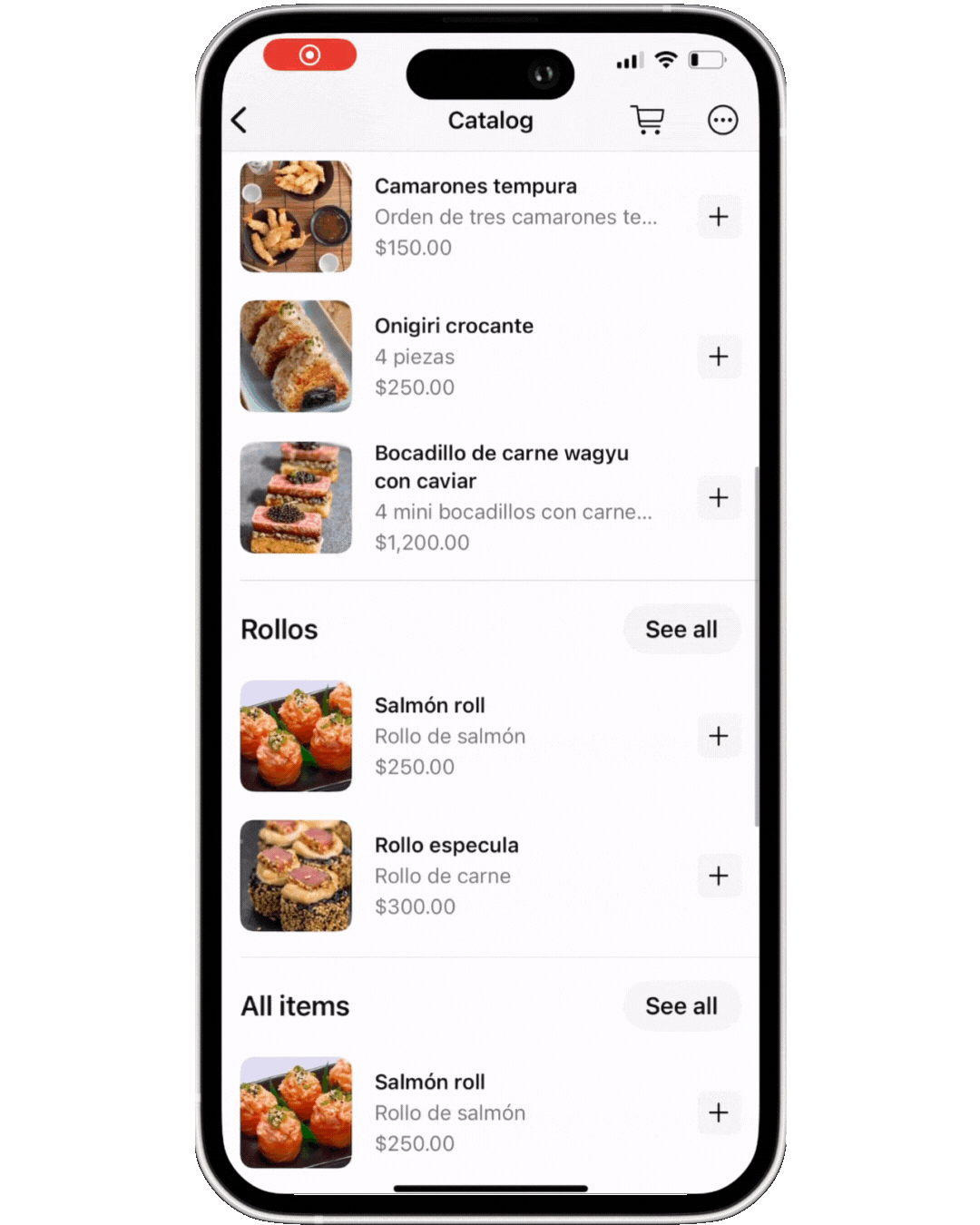Menú en WhatsApp Business