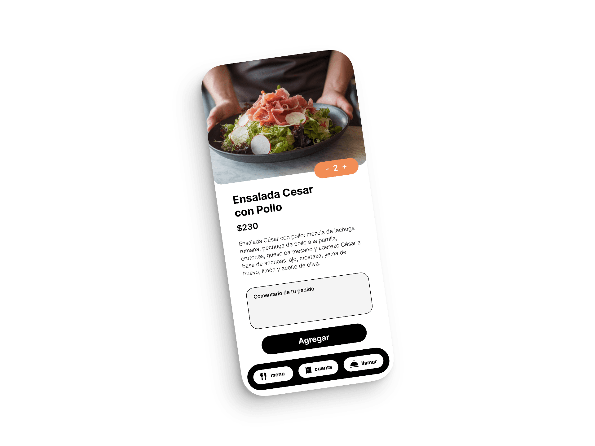 Menú digital de Bitsper Foods en un teléfono